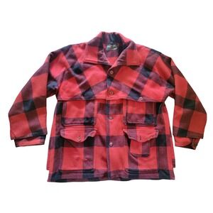 VTG 1930s 100% Wool Buffalo Plaid Cruiser Coat Hunting Jacket Mens L White Stag